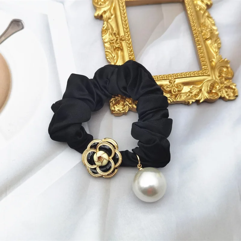 

New Camellia Tassel Hairband Headwear Pearl Fashion Hairband For Women Girl Hair Rope Ponytail Holder Accessories