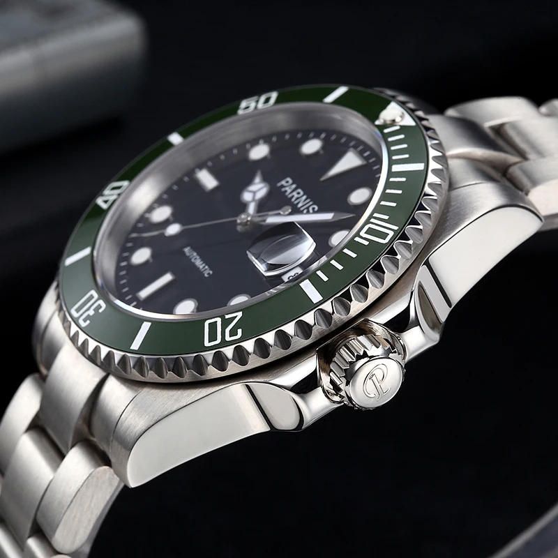 Механические Автоматические Мужские стальные часы Parnis 40 мм керамические для