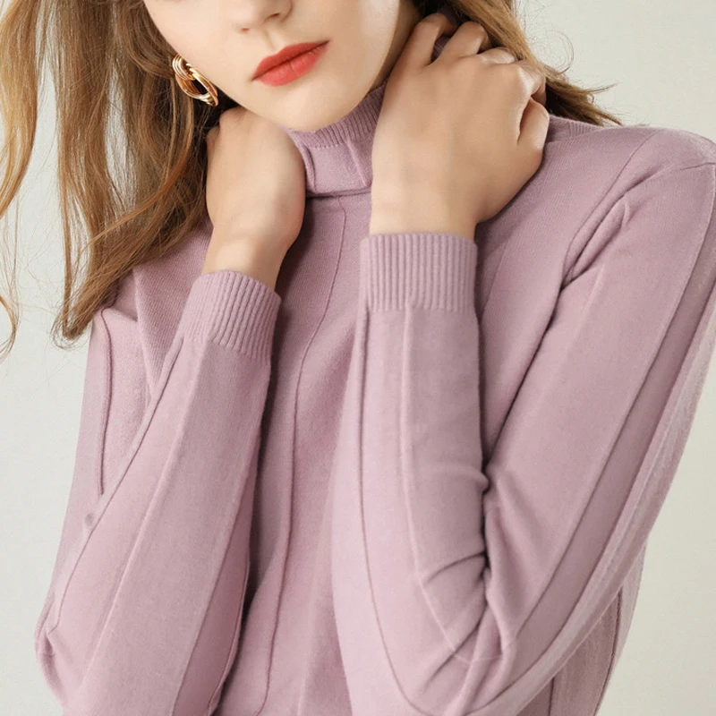 Осенне-зимний длинный свитер женский 2020 однотонный вязаный пуловер с длинным