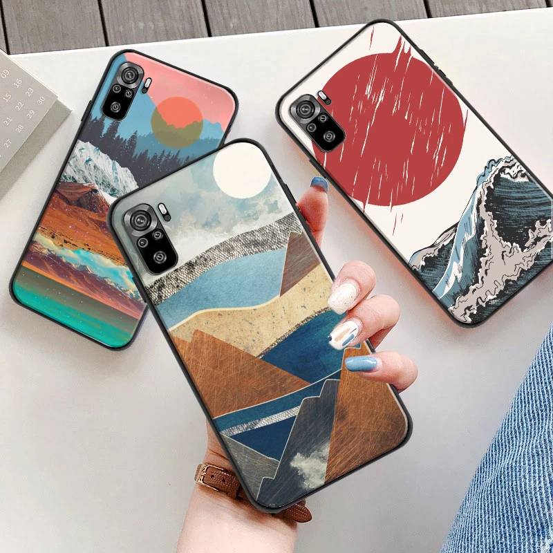 

Hand Painted Sun Phone Case For Xiaomi Redmi 9 9i 9AT 9T 9A 9C 10X 4G 5G Note 10T 5G Funda Cases Coque Soft TPU Back Cover