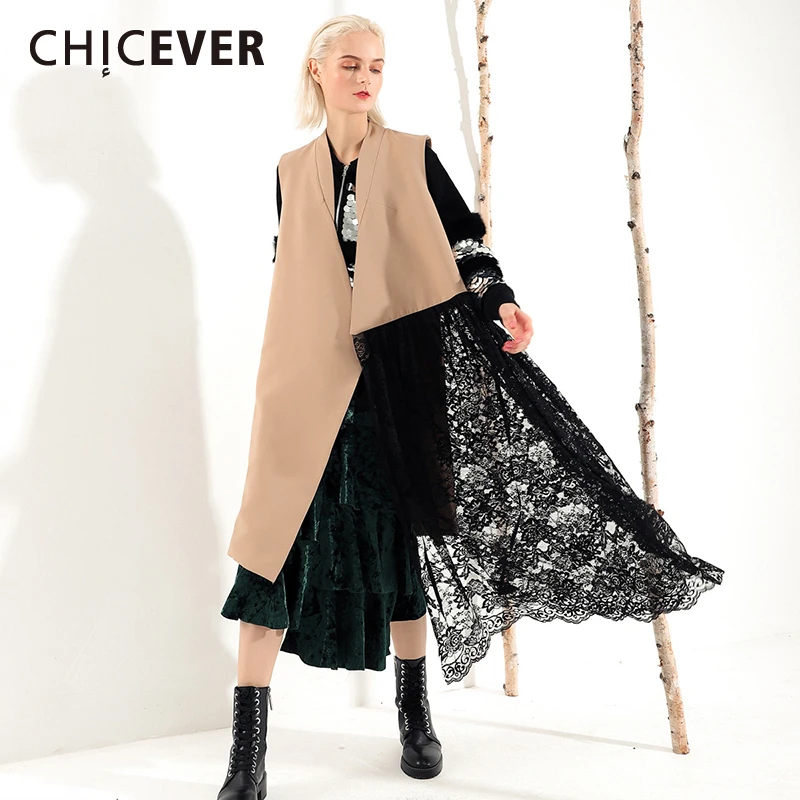 Женский Асимметричный жилет CHICEVER кардиган без рукавов с v образным вырезом и