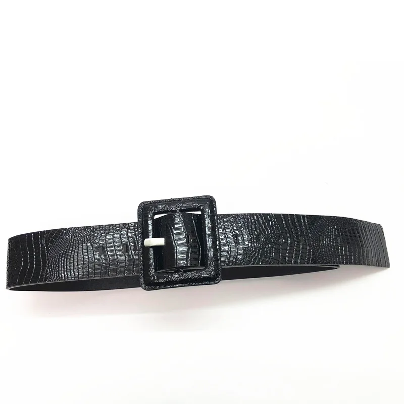 Новое поступление 2020 Модный женский ремень из крокодиловой кожи черный широкий с