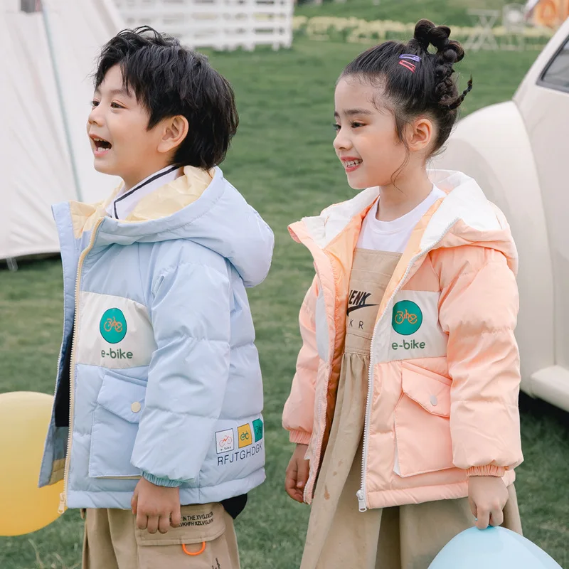 

Children's Cotton-padded Clothes 2021 Autumn And Winter New Fashion Clothinng Unisex Baby Hooded Parka Boys Clothes Down Jacket
