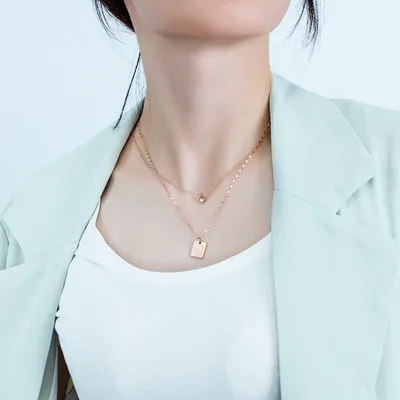 Квадратное Брендовое круглое инкрустированное Двухслойное ожерелье из