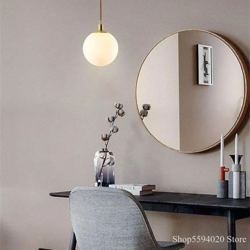 Современный стеклянный шар светодиодные подвесные лампы для спальни гостиной