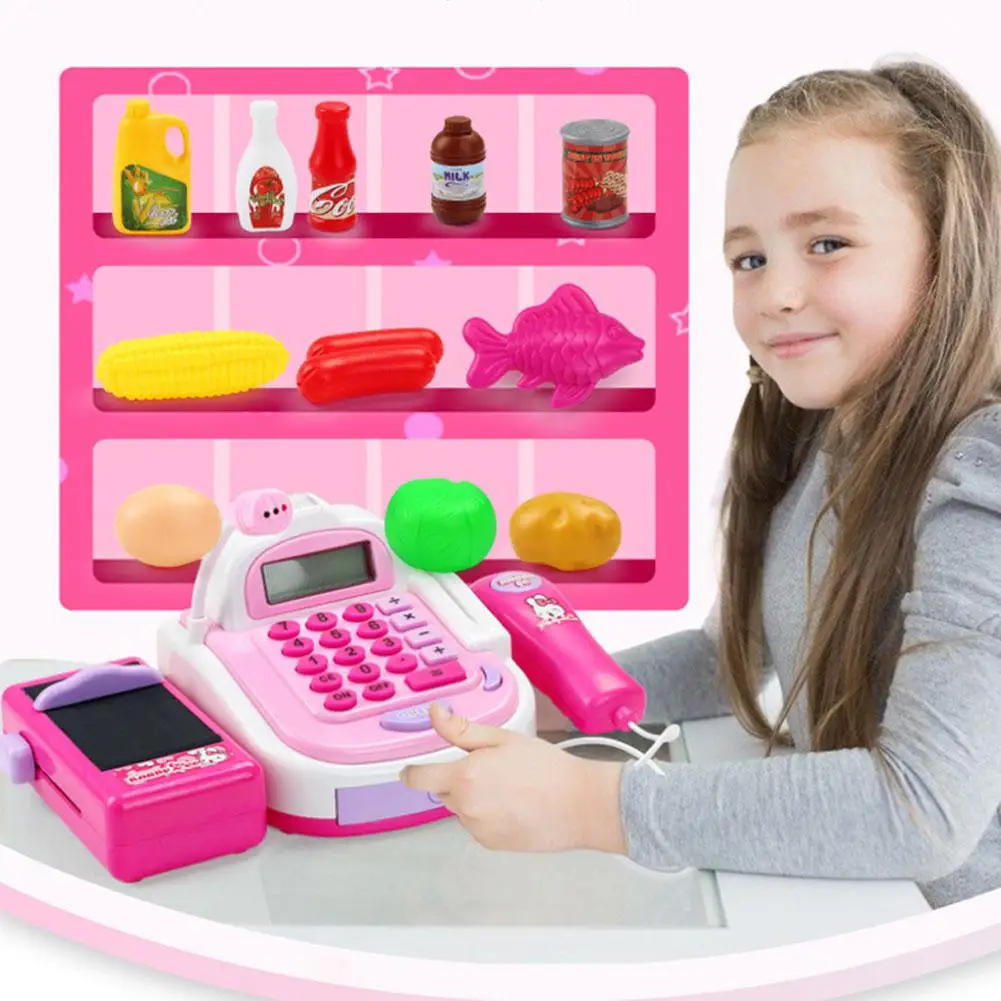 Детский симулятор кассового аппарата калькулятор касса с микрофоном и звуками