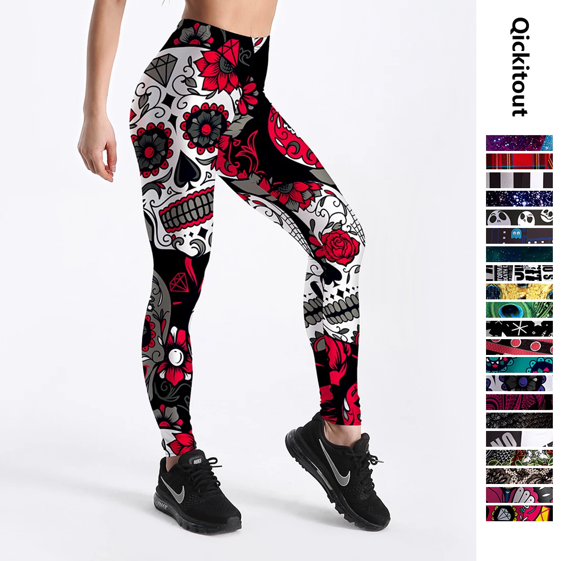 aliexpress - Qickitout 12% Spandex Fashion Cartoon Ice Cream God Horse Skull Digital Printed Legging Womens Star Stretch Pants