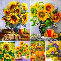 5d diy diamond painting kits sunflower full round with ab drill embroidery mosaic flower picture of rhinestones home decor gift