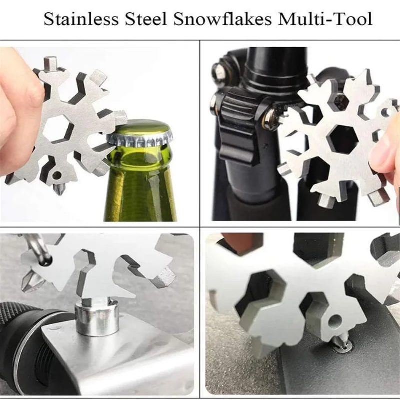 Herramientas de mano de copo de nieve multifunción 18 en 1, combinación de tarjeta, destornillador práctico compacto, herramienta artesanal, productos portátiles para exteriores