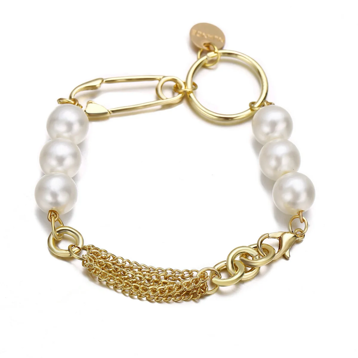Pearl Bracelets Vintage Metal Paperclip Circle Charm Chain Gold Link Bracelet Braided 2020 Women Accesories Friendship | Украшения и