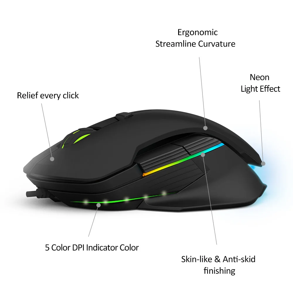 delux m627s pmw3389 sensor wired gaming mouse 8 buttons 16000 dpi rgb backlight optical left and right hand mice diy side wings free global shipping