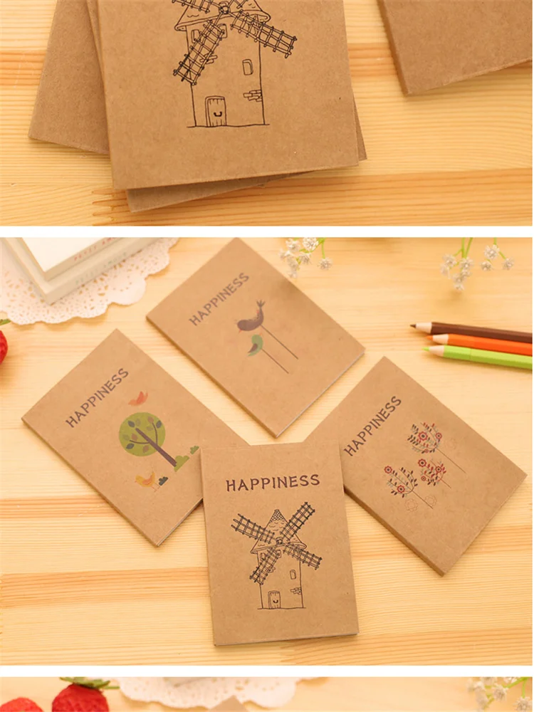 Корейский ручной эскиз Ретро Птица песня цветок блокнот пустой книга граффити