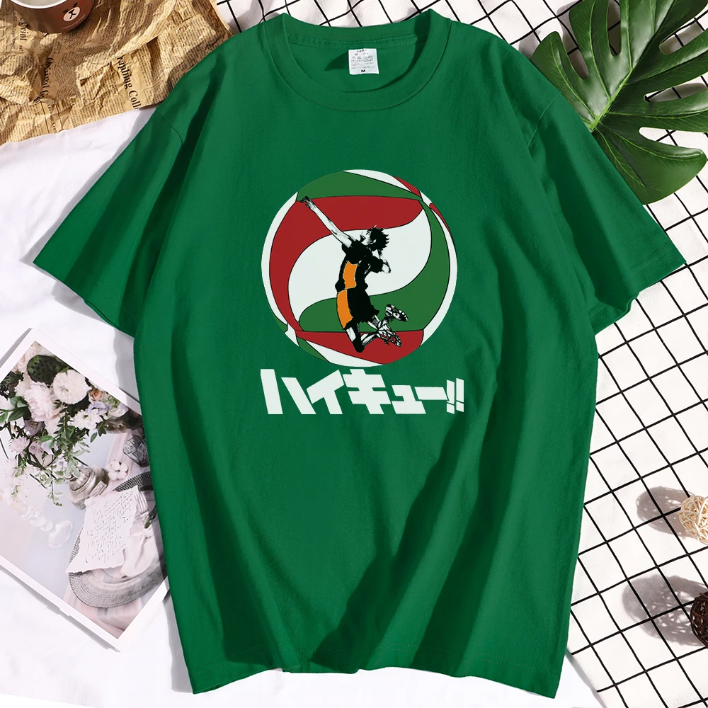 

Cotton Haikyuu Funny Tshirts Mens Aesthetic Short Sleeves Graphic Traveling Tees Shirts Vintage Soft T-shirts Men