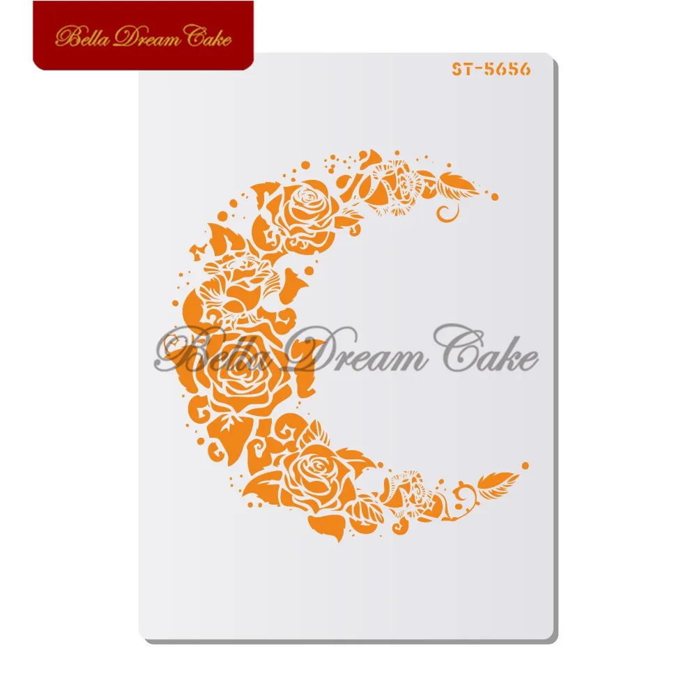 

Rose Moon Drawing Stencils Valentine's Day Cake Stencil DIY Scrapbooking Painting Plastic Layering Stencil Template ST-5656