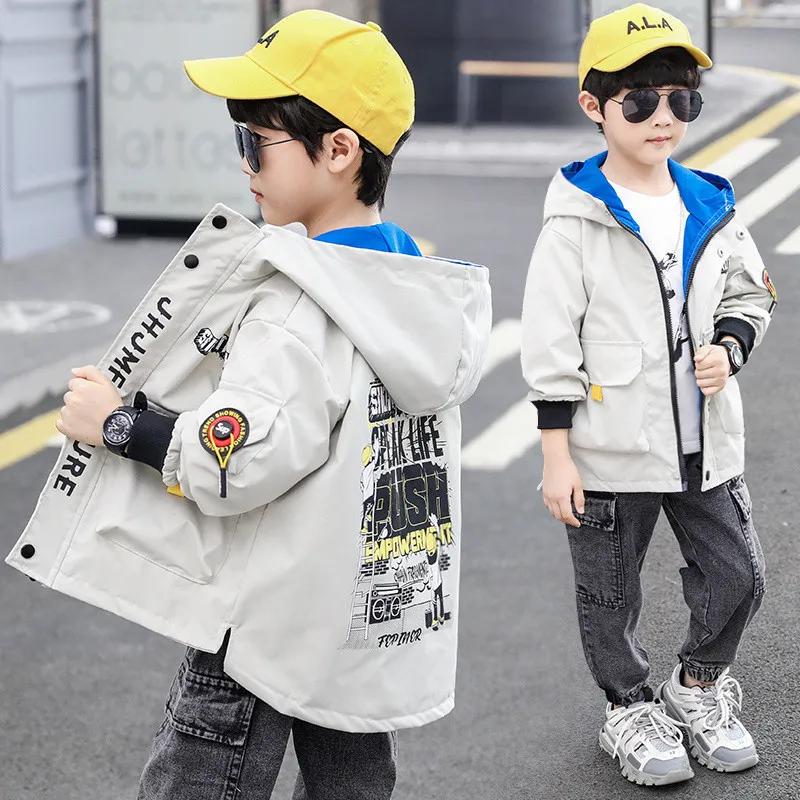 Модная детская верхняя одежда пальто для мальчиков осенняя спортивная куртка с