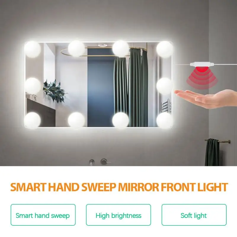 LED Makeup Mirror Light Hand Sweep Sensor Switch String Waterproof Dimming USB Front Table Lamps Indoor | Лампы и освещение