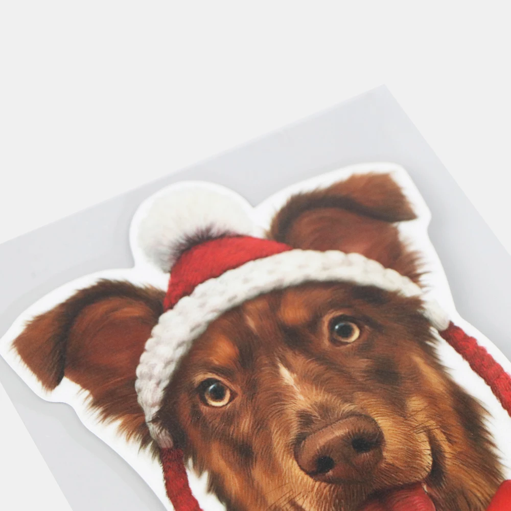 

YJZT 11.519.3CM Funny Dog With Christmas Hat Fashion Car Body Decoration Scratch Cover Stickers 21A-0299