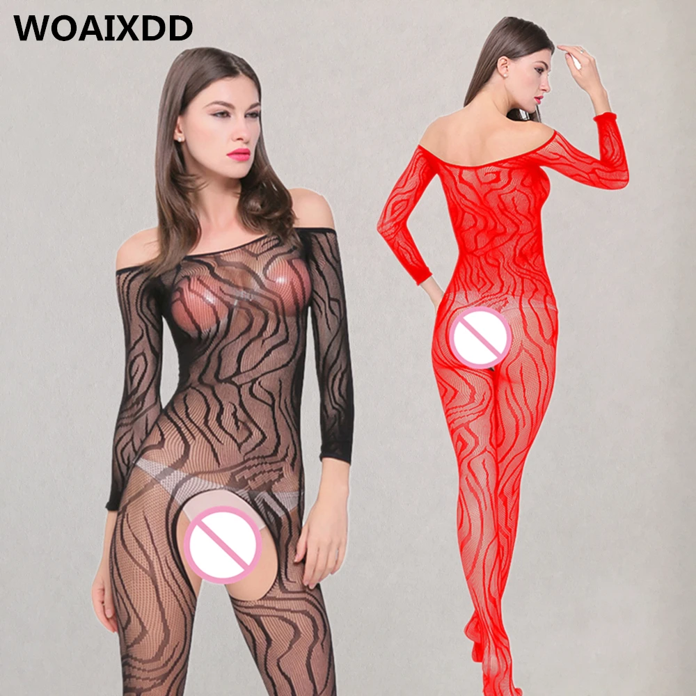 Горячее боди WOAIXDD сексуальное нижнее белье XXXL Сетчатое черное с вырезами порно