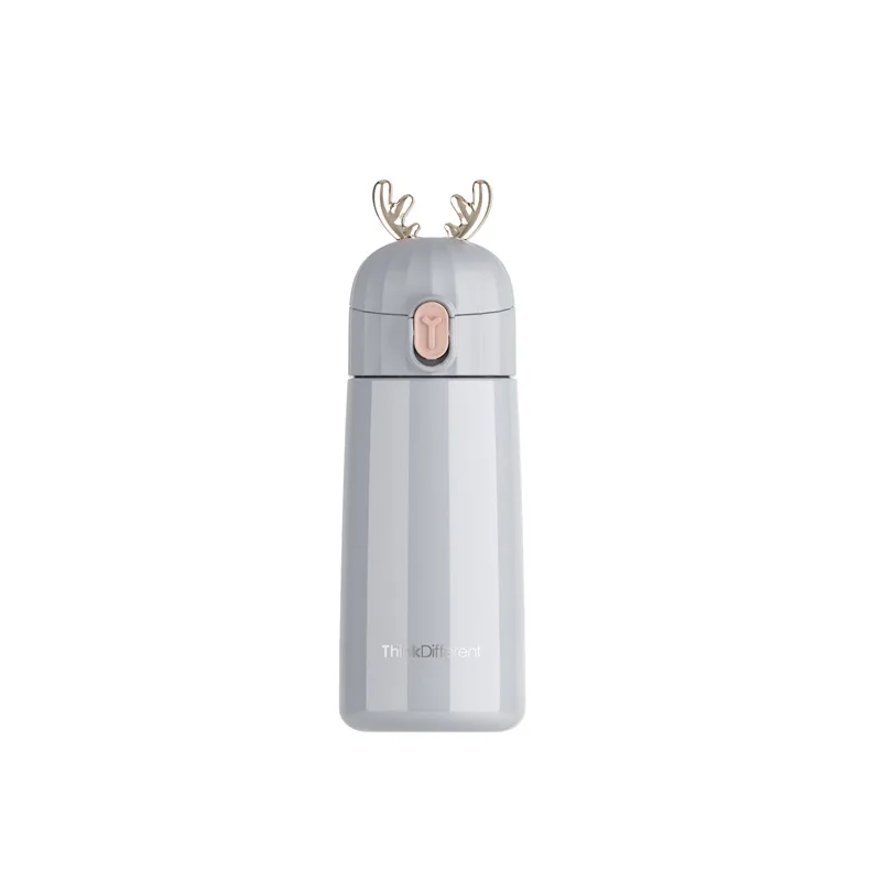 grey Bpa-free 270 мл милые 304 Термосы Из Нержавеющей Стали, двухслойные термосы с ушами оленя, термос, Дамская термальная бутылка для воды - Цвет: grey