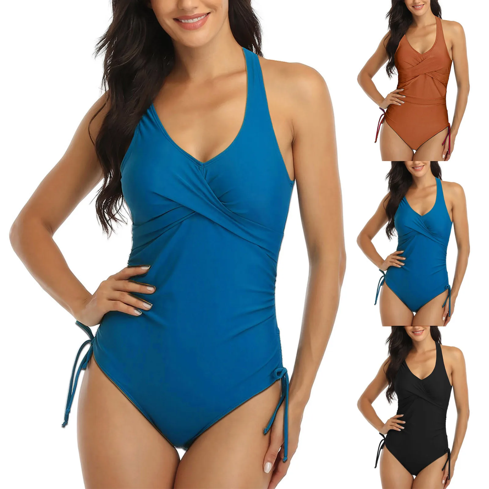 

Цельный купальник, пикантная Мраморная женская пляжная одежда, новинка 2021, женский купальник, однотонный купальник с перекрестной шнуровко...