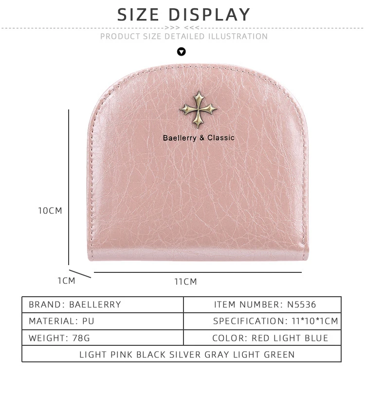 

Women's Wallet Pu Leather Top Quality Small Card Holder Vintage Woman Purse Solid Color New Fashionable Korean Style Bag Female