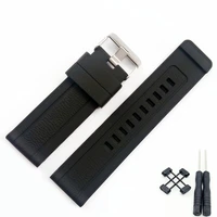 24mm black silicone rubber strap watch band with watches buckle belt for suunto core watch adapters 2pcs tools