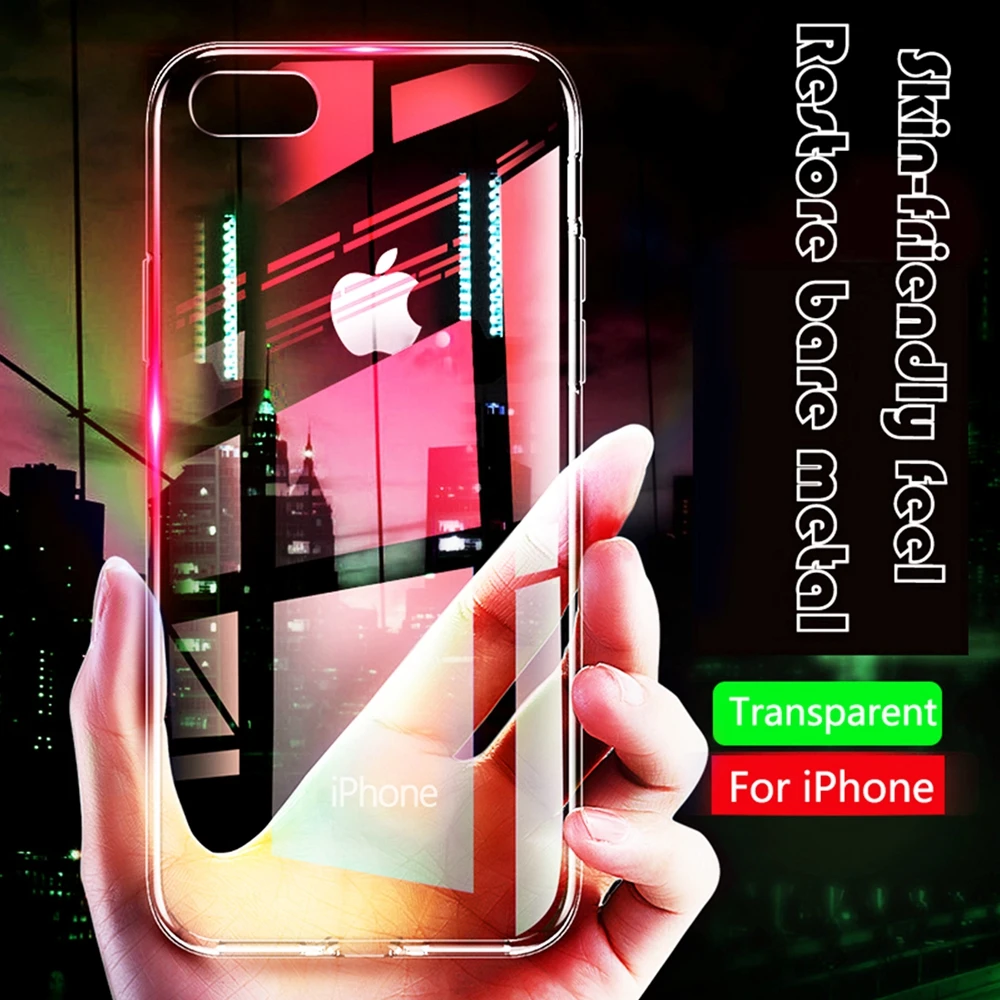 Ультра тонкий роскошный прозрачный мягкий TPU чехол для iPhone 7 plus 8 Plus силиконовый