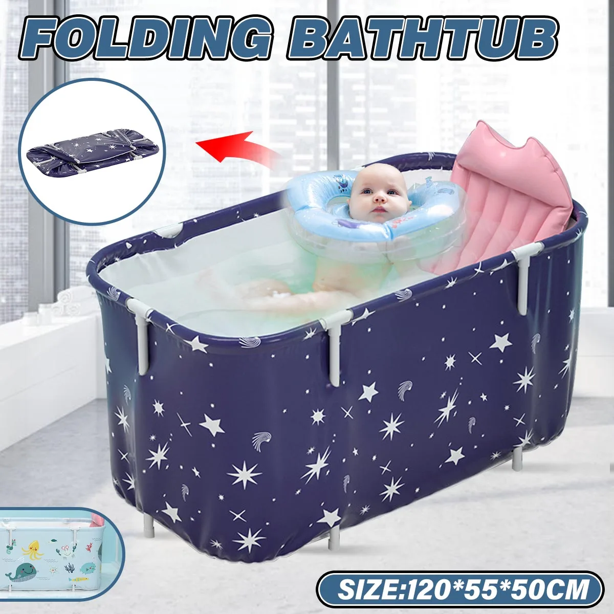 

1.2m Adults Portable Foldable Bathtub Family Bathtub Children's Pool Spa Sauna Bathtub Bathtubs Set Water Tub For Indoor Home