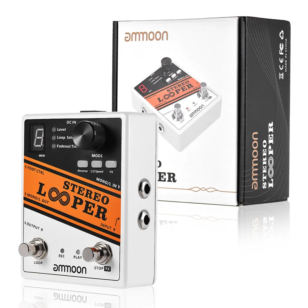 Гитарная педаль ammoon STEREO LOOPER 10 независимых петель минут записи безграничное