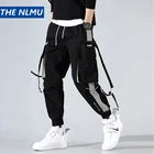 Мужские спортивные брюки-карго, белые тренировочные штаны в стиле пэчворк, с ленточным карманом, в стиле хип-хоп, HT136, 2020