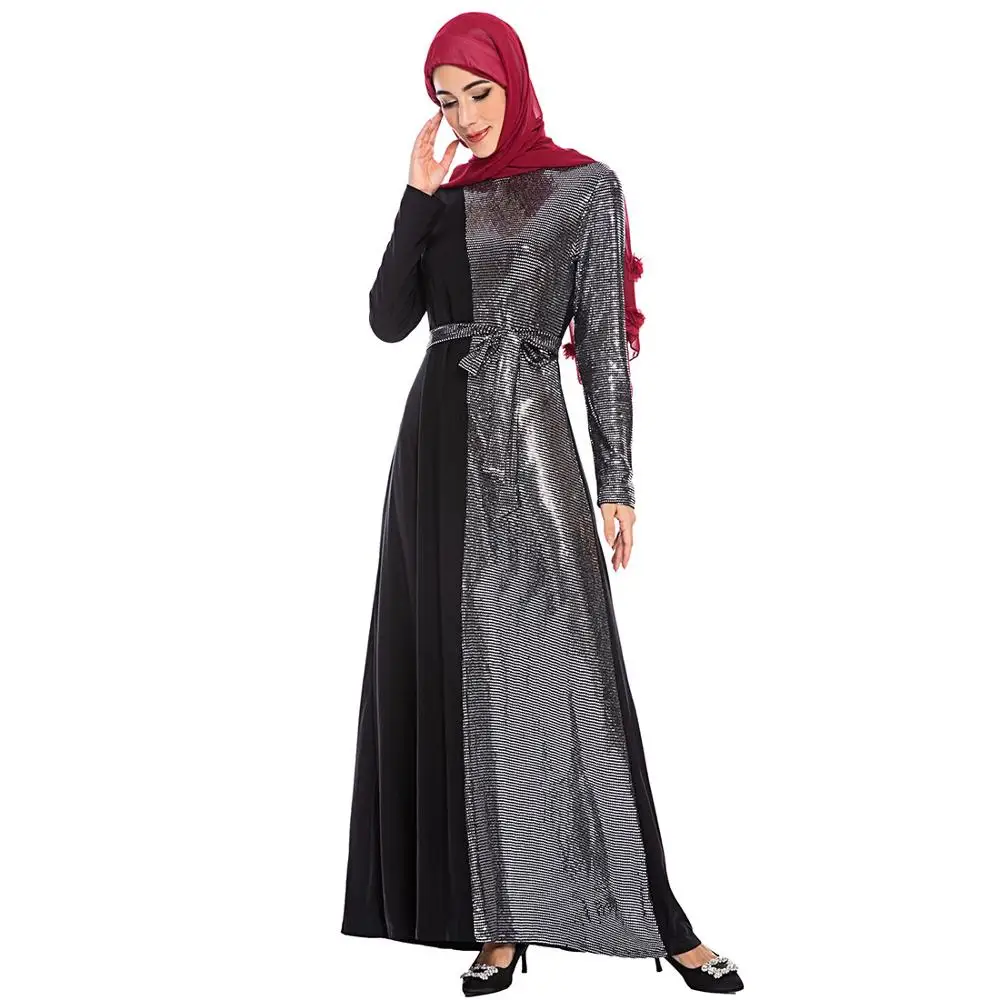 Женское мусульманское платье с длинным рукавом Abayas корейский стиль 2019 |