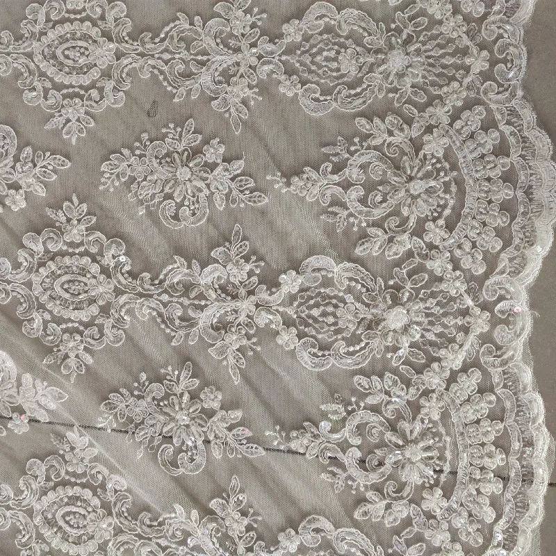 

Newest heavy beading seuqins saprkly shinning wedding dress lace fabric 135cm Handmade bead bridal lace