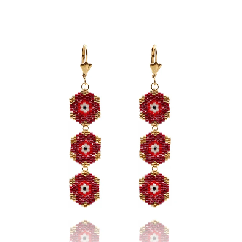 Fairywoo ручной работы бисер сглаза серьги с шариками женские роскошные золотые