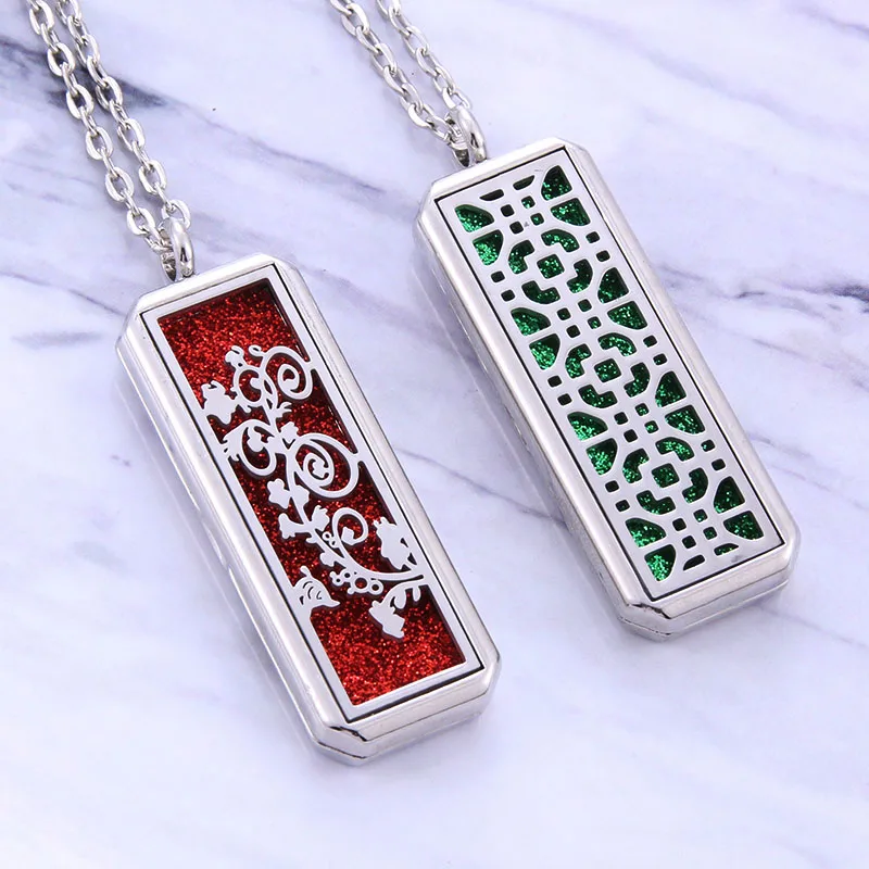 Прямоугольник ароматерапия медальон ожерелье Шарм Мода Духи Эфирное масло