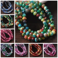 50pcs 6x4mm rondelle faceted opaque glass colorful spots loose spacer beads lot for jewelry making diy crafts findings