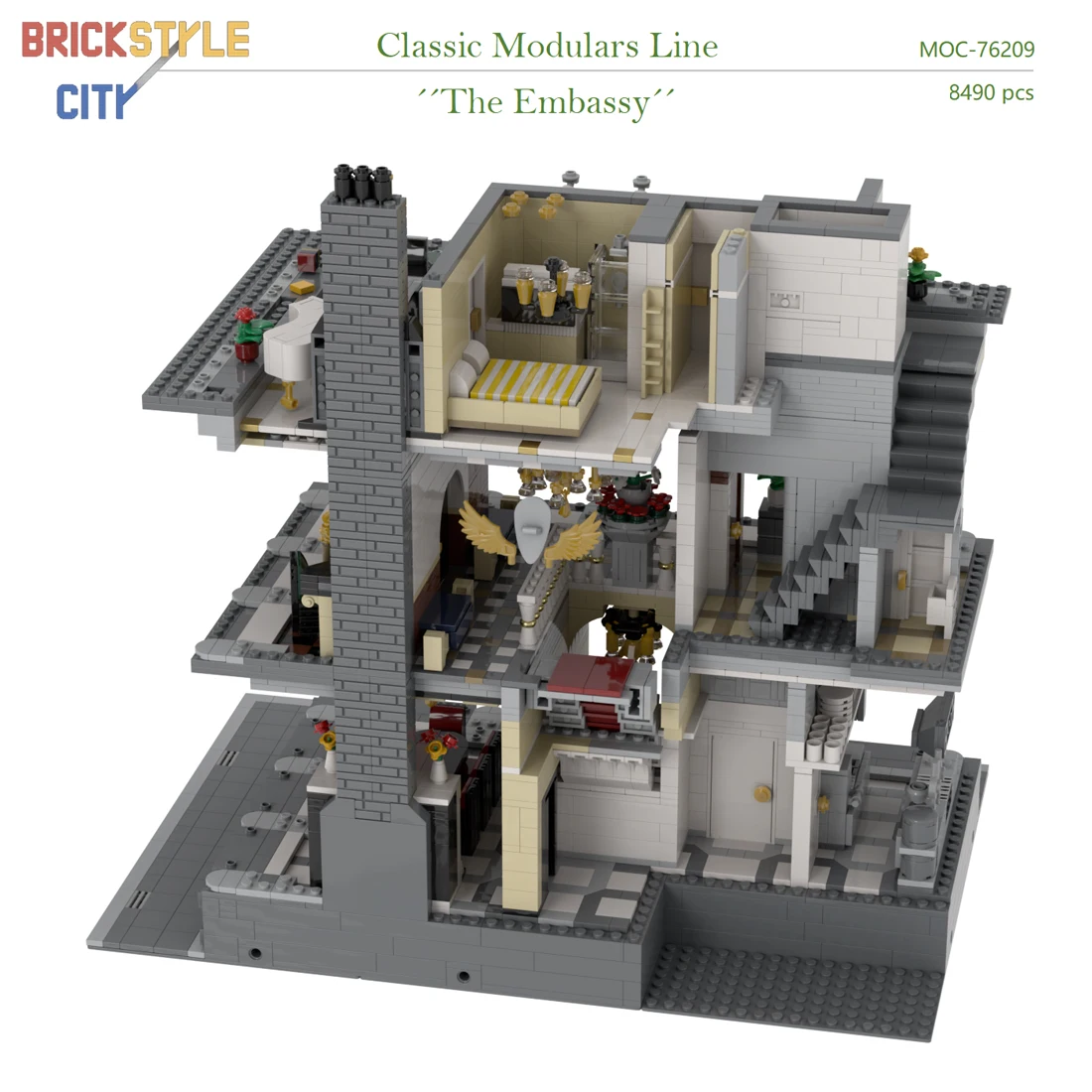 Authorized MOC-76209 8491Pcs Embassy Building Bricks Model DIY Architecture Blocks Toy (Designed by Brickstyle City) | Игрушки и хобби