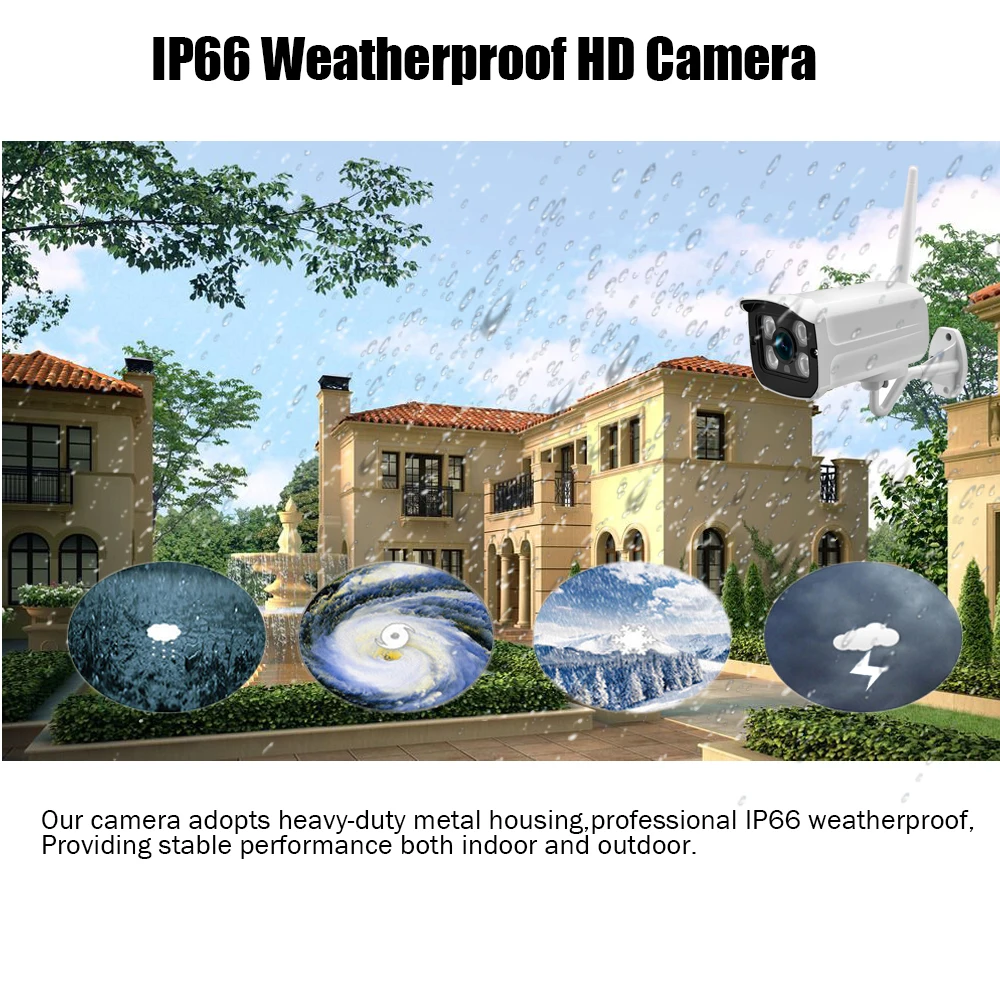 8CH CCTV система Беспроводной NVR 8 шт. 2.0MP ИК Открытый P2P wifi IP камера видеонаблюдения