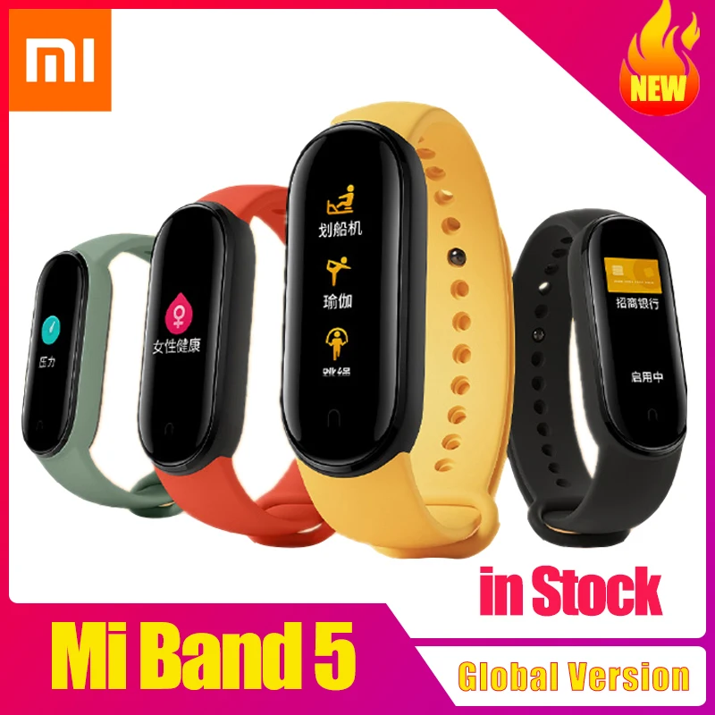 Xiaomi MI BAND 5 Глобальная версия Miband Браслет Спорт Смарт браслет NFC Часы