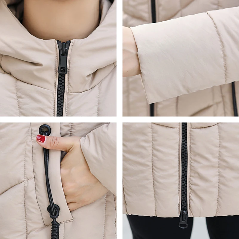 Длинное зимнее пальто для женщин 2019 с высоким воротником и облегающим пушистым |