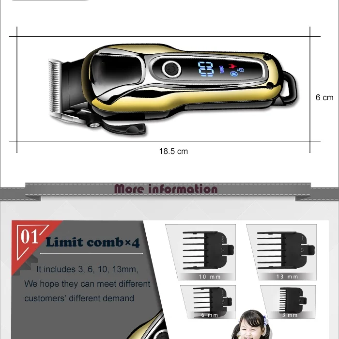 

Electric Shaver 100-240V Men Professional Hair Clipper Rechargeable Hair Trimmer Beard Shaving Machine Hair Cutting for Barber