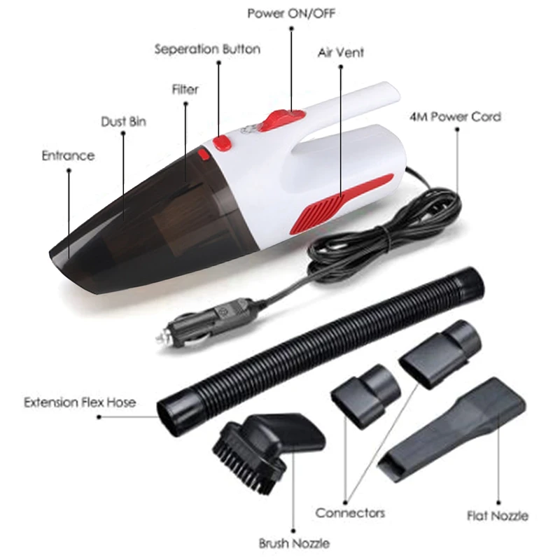 

Portable Handheld Plug Suction Wet/Dry Vacuum Cleaner for Car Home 120W 12V