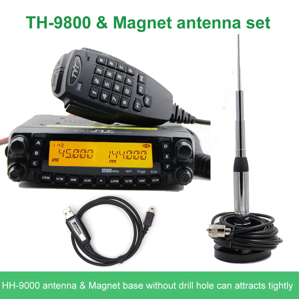 TYT TH-9800 Мобильный приемопередатчик Автомобильная радиостанция 50 Вт 809CH ретранслятор скремблер Quad Band VHF УВЧ автомобиль грузовик радио TH9800 - Цвет: TH9800-Antenna Set 1