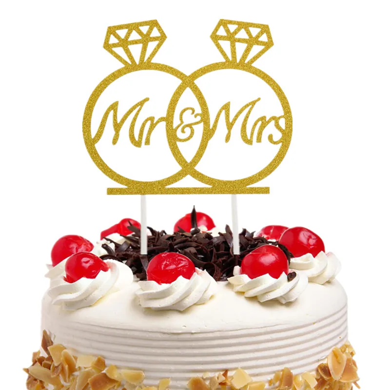 Бриллиантовое кольцо Mr & Mrs обручальное для торта блестящее Женское Обручальное