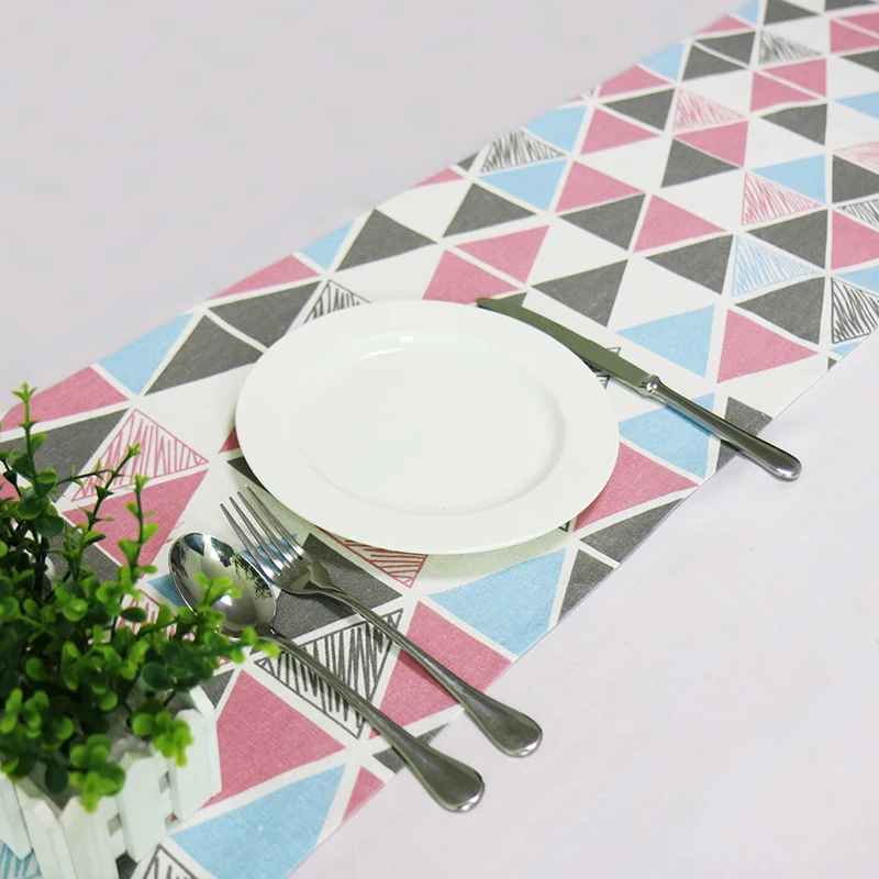 

Скатерть из льна и хлопка, с геометрическим принтом, журнальный столик для гостиной