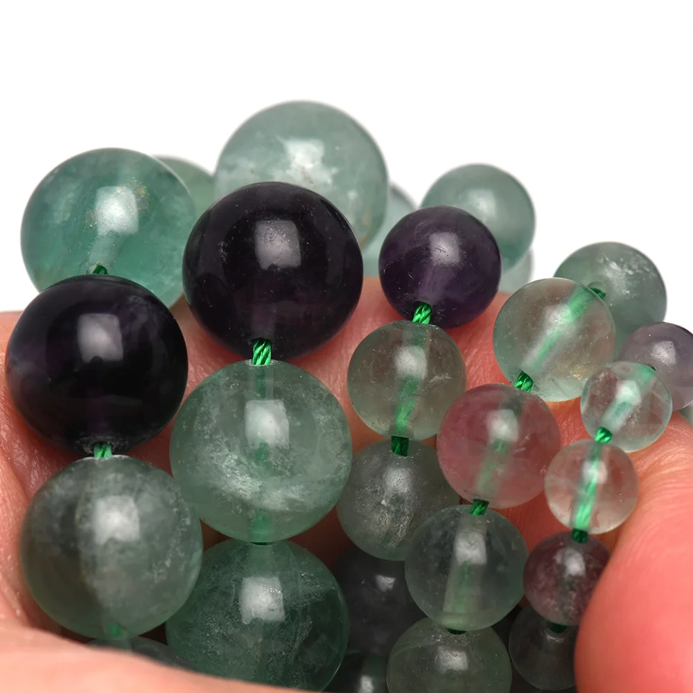 Бусины из натурального камня разноцветные Круглые Из флюорита нить 15 5 дюйма 4 6 8 10