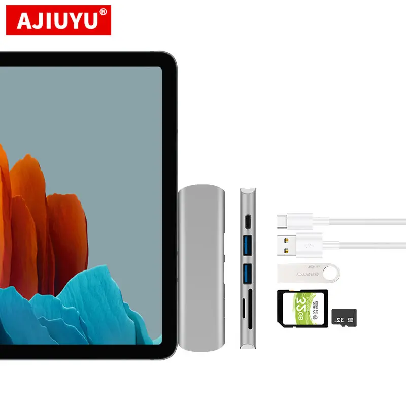

AJIUYU USB C HUB для Samsung Galaxy Tab S7 11 "S7 Plus FE 12,4" Tablet Type C 3,1 Hub to HDMI USB3.0 PD Port USB-C Dock Adapter
