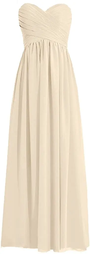 

Womens A Line Sweetheart Long Chiffon Bridesmaid Dress Evening Gowns Long Dress Gown Color Prom Dresses