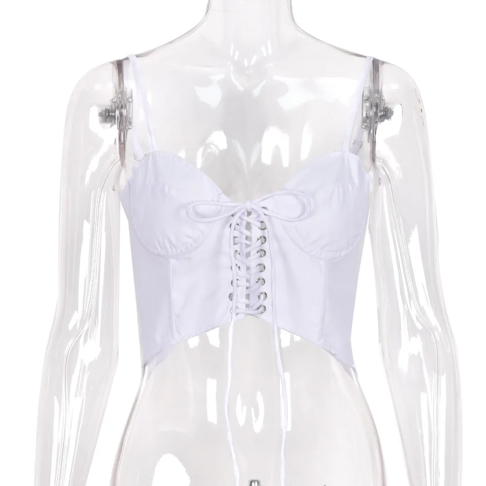 

2021 Summer White Sexy Corset Top White Black Y2k Clothes Vintage Cami Bralette Crop Top Women Clothing Club Wear Bustier Tops