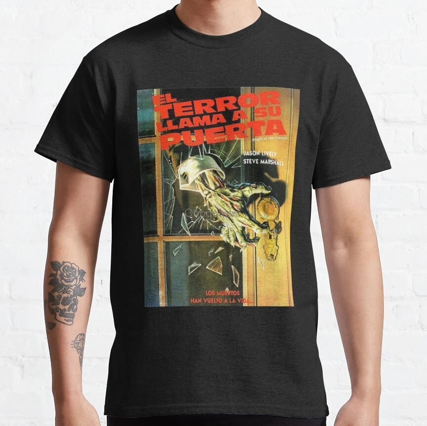 Мужская футболка Классическая с надписью Night of the Creeps Knocks On Your Door женские и мужские