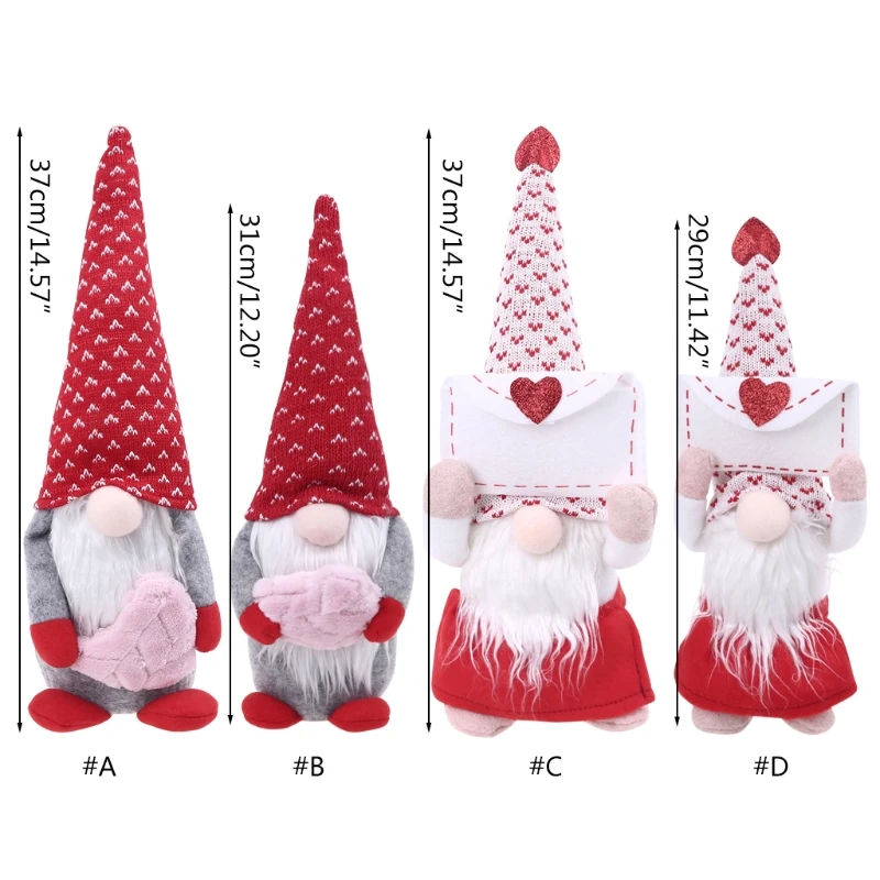

Swedish Tomte, Christmas Valentines Day Decorations, Scandinavian Gnome Tomte Nisse Plush Handmade Envelope and Love, 28GF